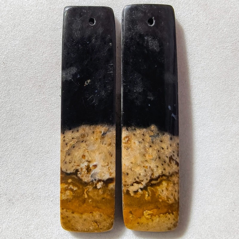 50 Cts Natural Fossilized Palm Root Drilled Match Pair Cabochon Gemstone