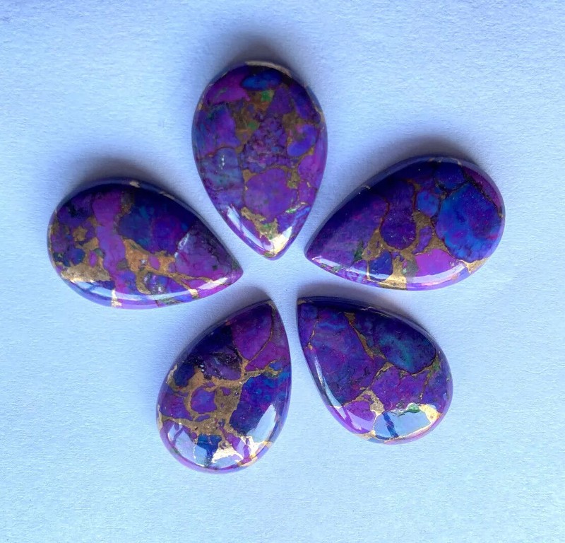 [WHOLESALE] PURPLE COPPER TURQUOISE CABOCHON PEAR SHAPE LOOSE GEMSTONE
