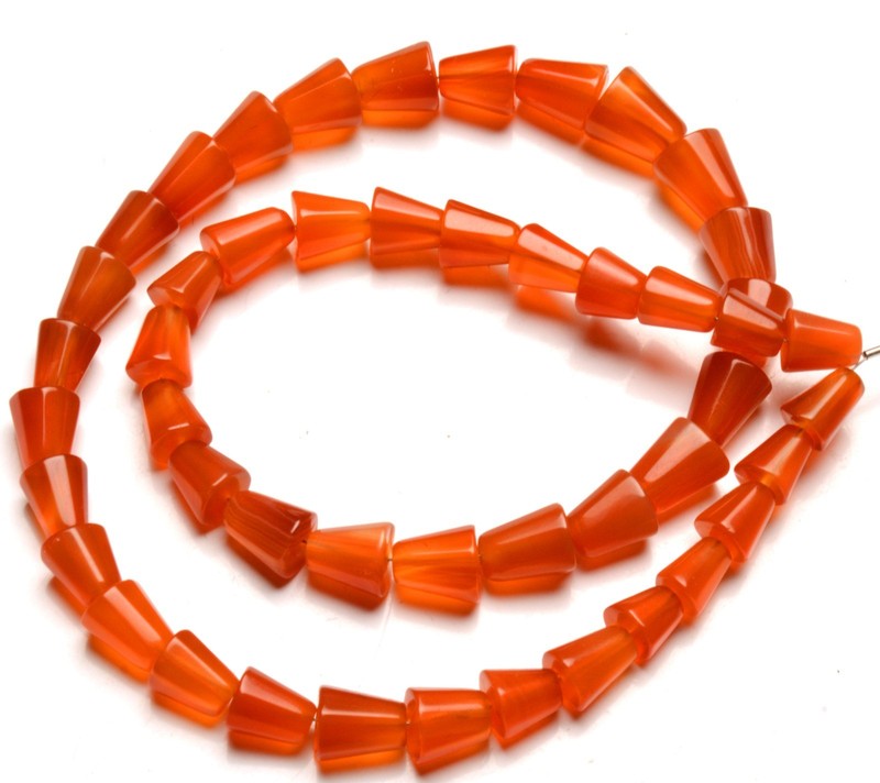Natural Carnelian 8-9mm Smooth Half Bicone Beads Gemstone Strand 16-Inch India