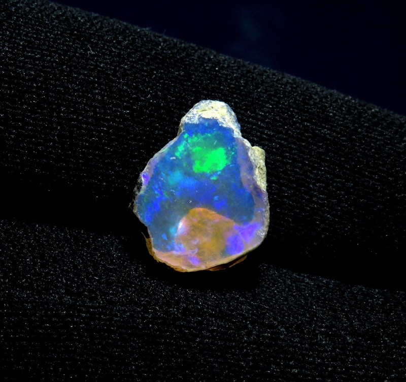 2.95 Carat Raw Welo Fire Opal Gemstone , Ethiopian Colorful Opal Crystal