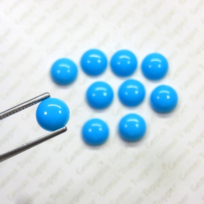 Sleeping Beauty Turquoise 3 mm, 4 mm, 5 mm, 6 mm Round Cabochon- AAA Quality