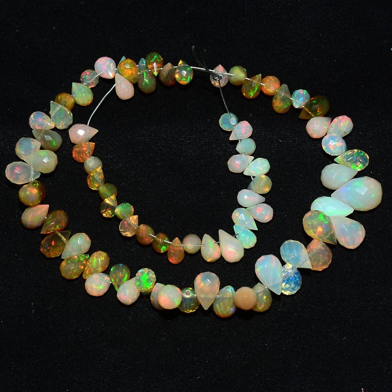 80 Pcs Natural Gemstones Ethiopian Opal Super Electric Fire Drillled Briolettes