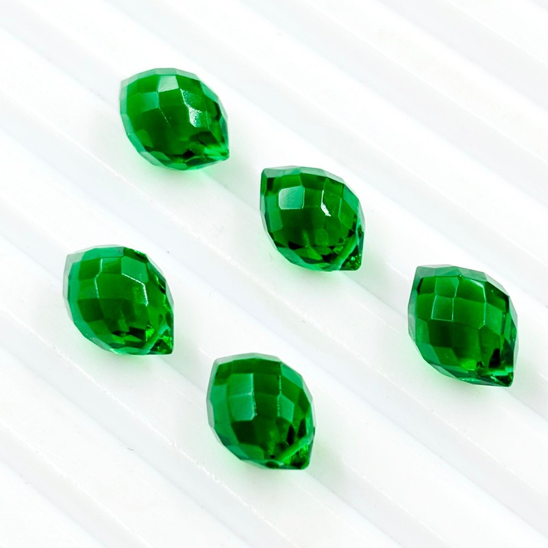 20 Pieces Faceted Emerald Hydro Quartz Side Drilled Gemstone -6x8mm-15x30mm gallery