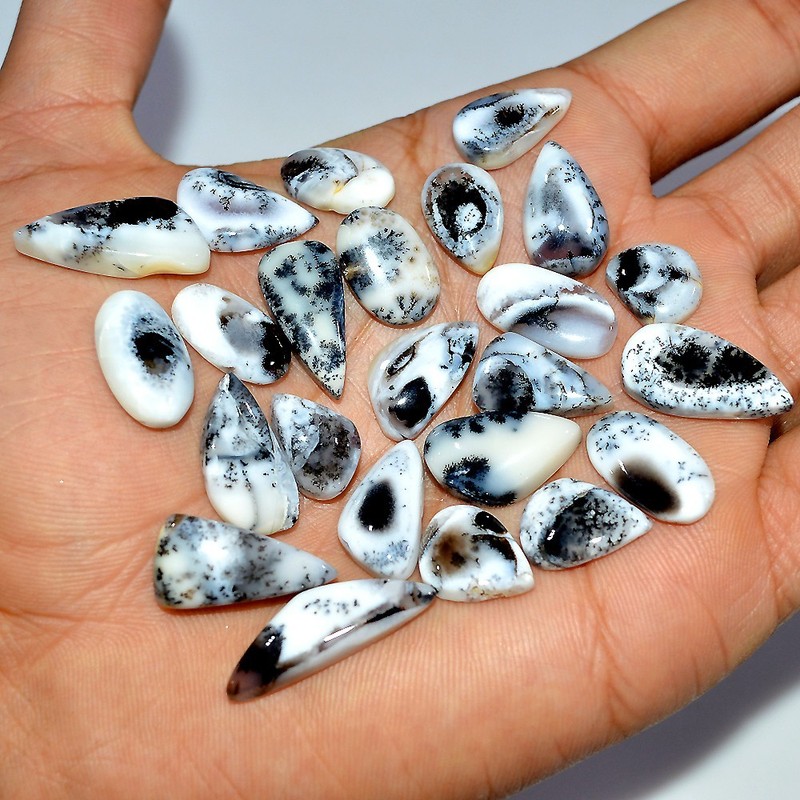 24 Pcs 145 Cts Natural Dendrite Agate Cabochon Gemstone Lot 25×5 13x10mm #17213