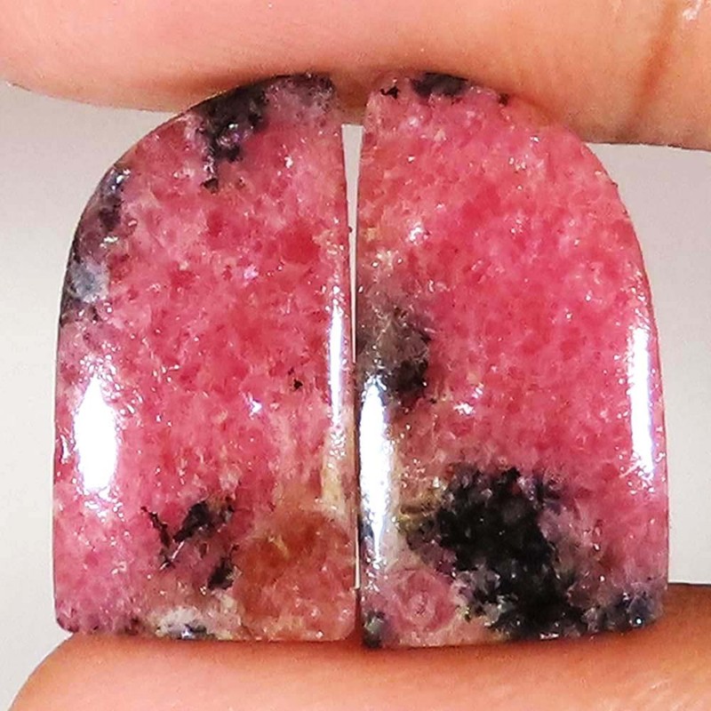 (10X19X2 MM) 16.20 Carat. NATURAL RHODONITE MATCHED PAIR CABOCHON LOOSE GEMSTONE