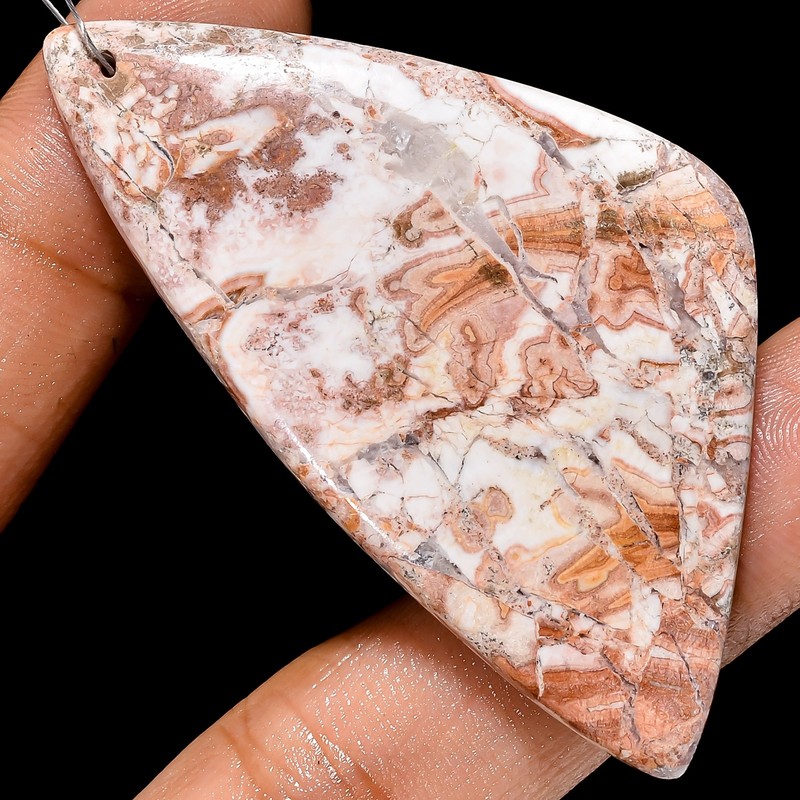 Natural Rosita Jasper Fancy Cabochon Drilled Gemstone 64 Ct. 59X31X4 mm A-24338