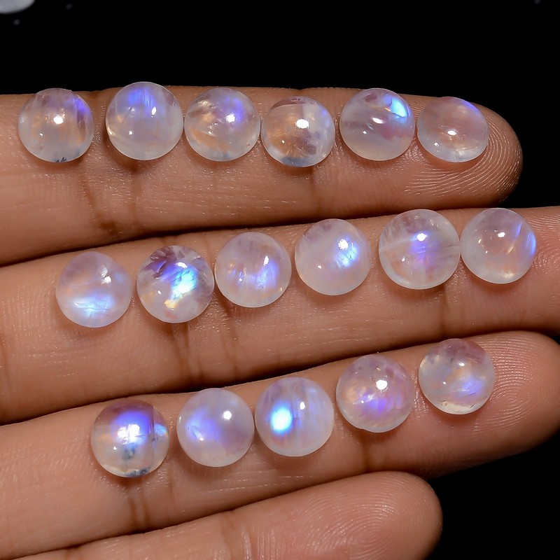 Natural Rainbow Moonstone Round Cabochon Gemstone Lot 20 Ct 8X8X4 mm EEL-11 gallery