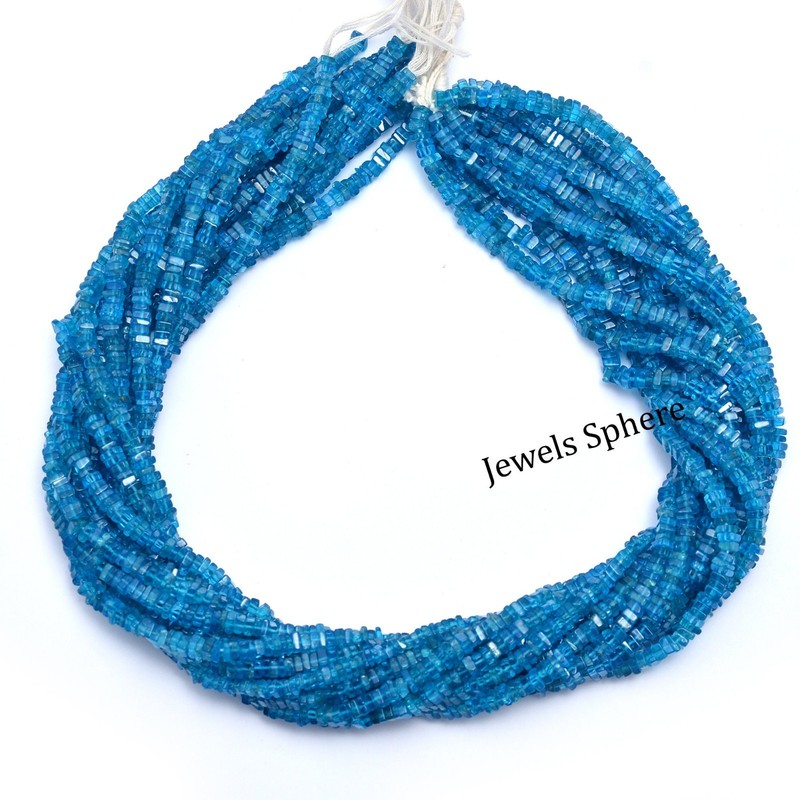 AAA Quality Natural Blue Apatite Smooth Square Beads, 4 mm To 6 mm, Blue Apatite gallery