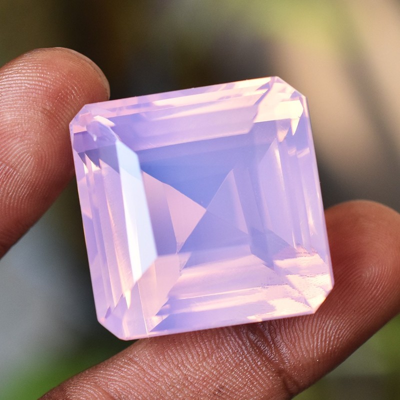 CERTIFIED 27x27mm Square Cut LAB-CREATED Pink Opal Loose Gemstone For Collection