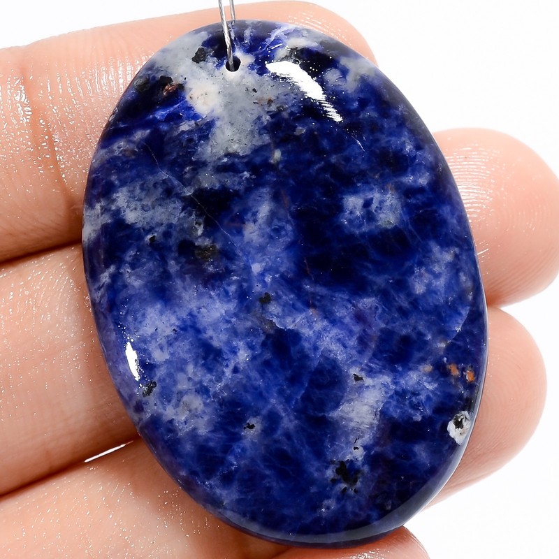 Natural Sodalite Oval Shape Cabochon Drilled Gemstone 45 Ct. 38X27X5 mm A-31517