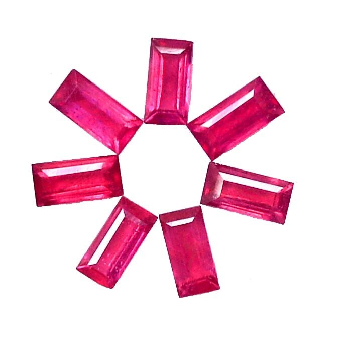 6×3 mm Natural Ruby Baguette Cut Lot 07 Pcs 3.73 Cts Faceted Gemstones GF