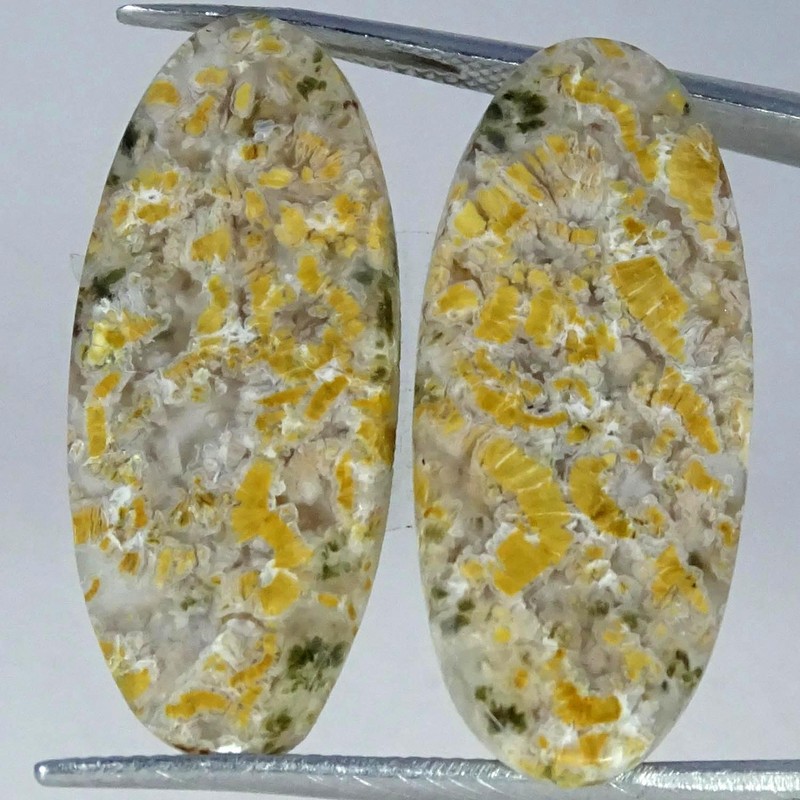 20.70Cts. 100% Natural Boram Agate Pair Oval Cabochon Gemstone 13X30X3MM