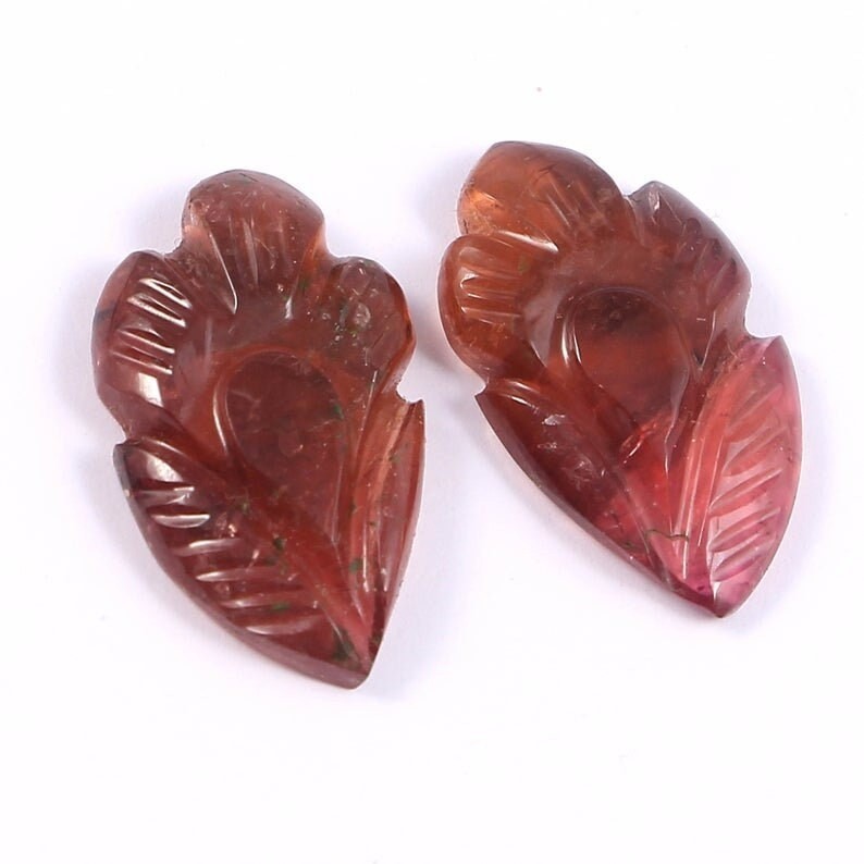 Loose Gemstone Natural Hand Carved Bio Tourmaline Leaf Gemstone A477