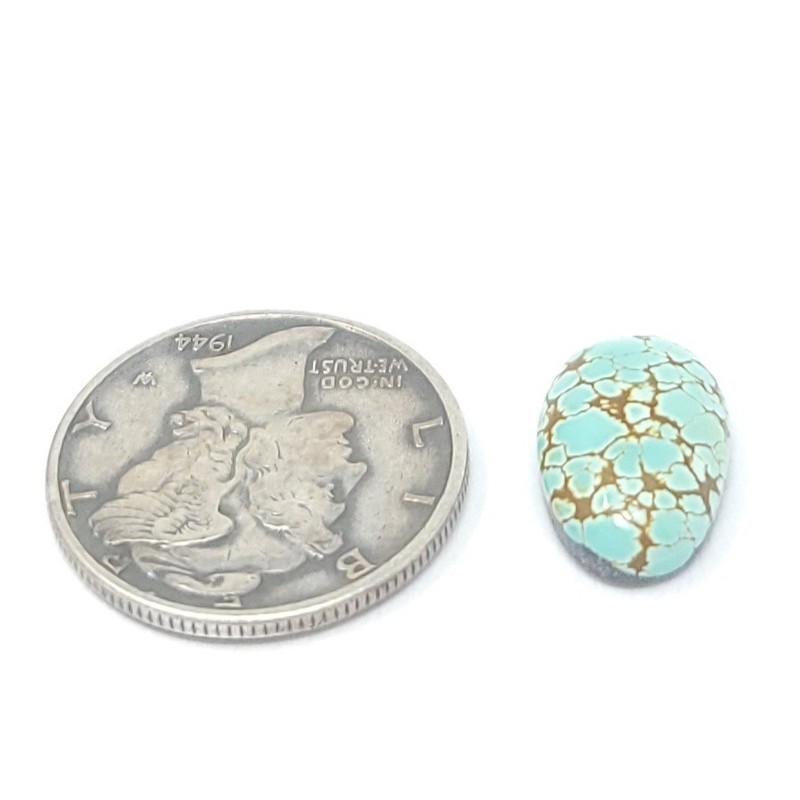Natural Webbed Iron Maiden Turquoise Free Form Oval Cabochon 3 Carats Hand Cut gallery