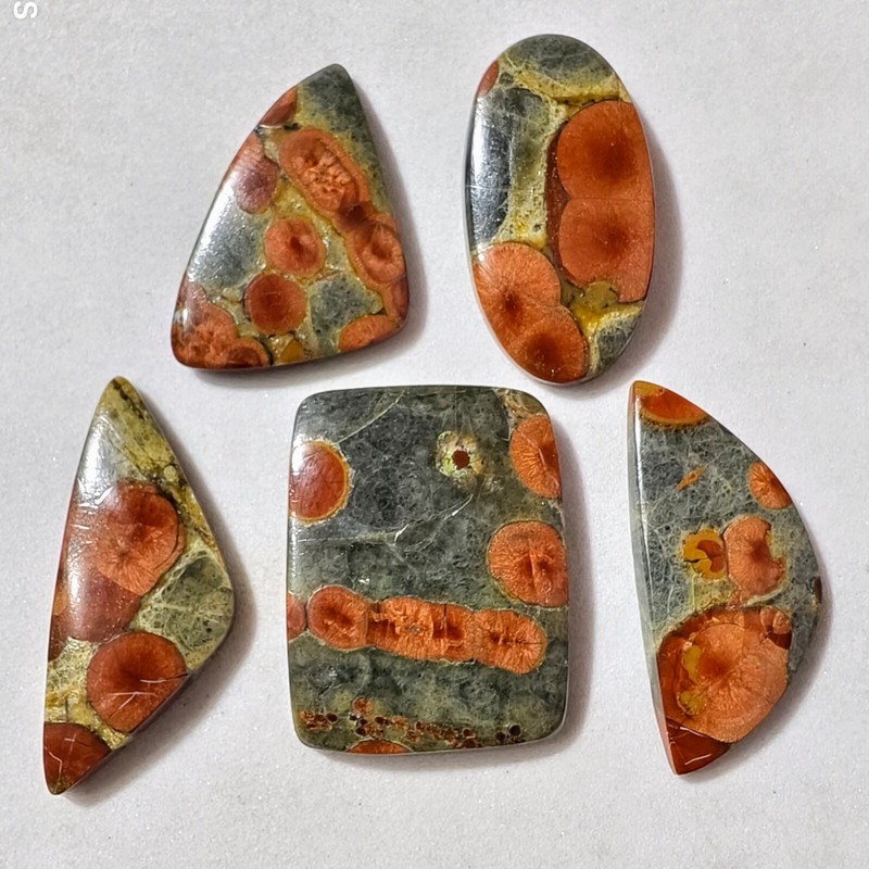 5 Pcs Lot 89 Cts Natural Amapa Flower Obsidian Cabochon Gemstone For Jewelry