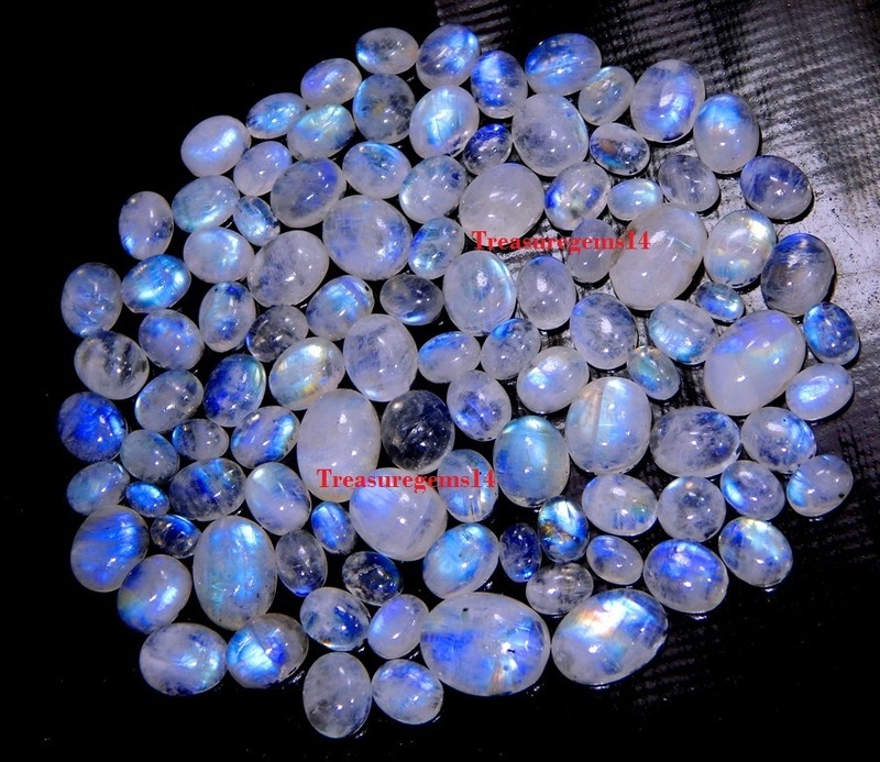 150 Crt WHOLESALE LOT NATURAL BLUE FIRE MOONSTONE CALIBRATED CABOCHON GEMSTONES