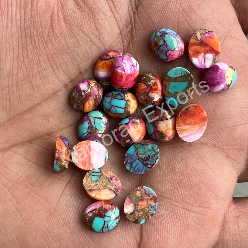 Pink Spiny Oyster Copper Turquoise Oval 6x8 to 18x25 mm Cabochon Loose Gemstone gallery