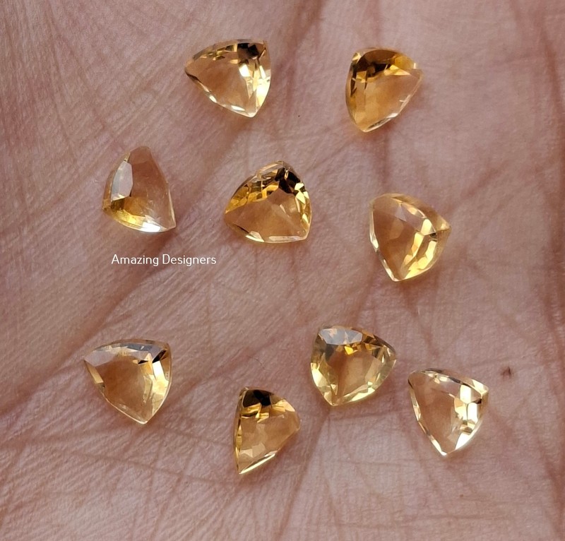 Natural Citrine Trillion Faceted Cut 5mm to 10mm Loose Gemstone gallery