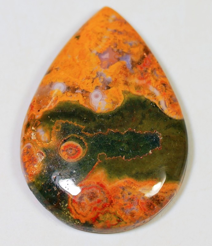 35 CT 5X24X34 mm NATURAL ORBICULAR OCEAN JASPER PEAR CABOCHON GEMSTONE CQ-360