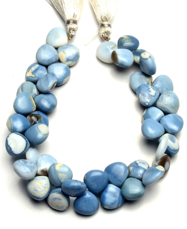 Natural Gem Peru Blue Opal 10mm Approx. Size Heart Shape Beads 8" Strand 131Cts. gallery