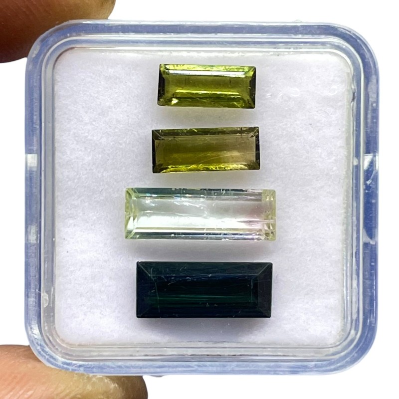 4 Pcs Natural Mozambique Tourmaline 8-13mm Baguette Cut Loose Gemstones Lot