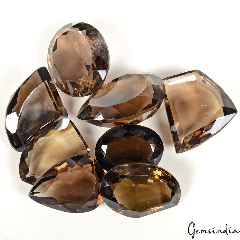 Faceted Mixed Smoky Quartz Gemstones 25-35mm Parcel Lot - 450 Cts- From Estate gallery