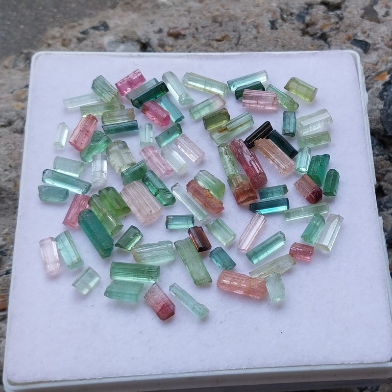 84.8 Ct 6 to 14 MM Natural Multi Color Tourmaline RAW Rough Pencil 82 Piece Lot