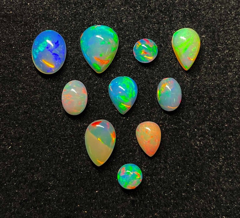 Natural Ethiopian Opal Mix Shape Cabochon Gemstone Lot 20-25 Pcs 4-8*10 MM 10 CT gallery