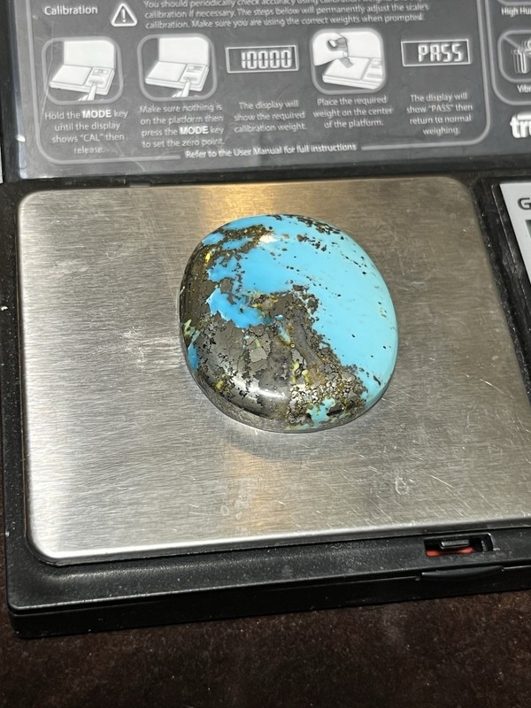 Morenci Turquoise Cab 85ct Sky Blue w/ Pyrite Arizona Gemstone Beautiful Color gallery