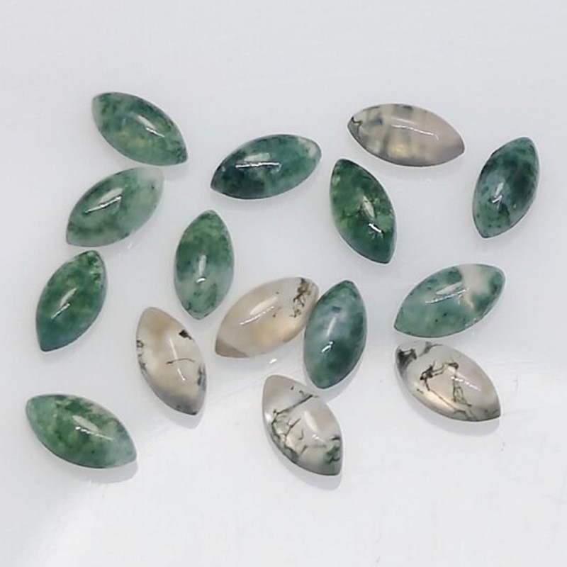 Natural Moss Tree Agate Marquise Cabochon 5x10mm To 12x24mm Loose Gemstone
