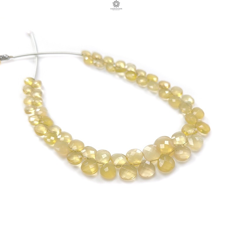 28.60cts Natural Yellow Opal Gemstone Trillion Both Side Faceted Beads 5mm - 9mm gallery