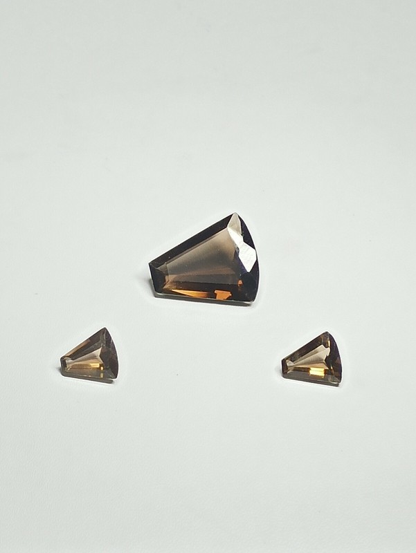 Smoky Quartz Fancy Cut 3 Piece set 14.70 carat in weight 19×11 & 10×9 mm in size