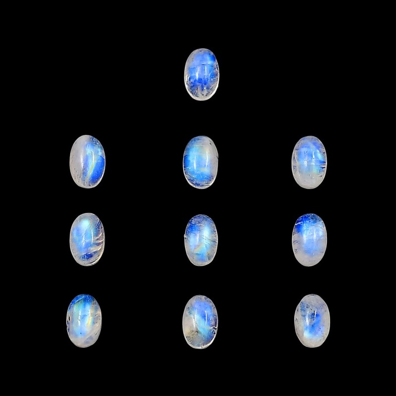 Natural Rainbow Moonstone 10 Pc 4x6x3 mm Oval Shape Polished Gemstone LS88-06615