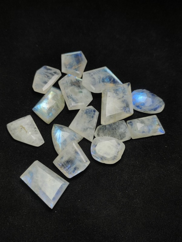 Rainbow Moonstone Fancy Cut Faceted Gems, 15-20mm, 7-15 carats