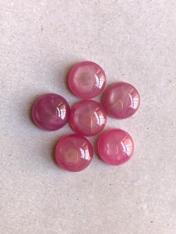6 Pcs Round Natural Gemstones, 8mm Ruby Johnson Cabochon Lot, 14.50 Carat Ruby gallery
