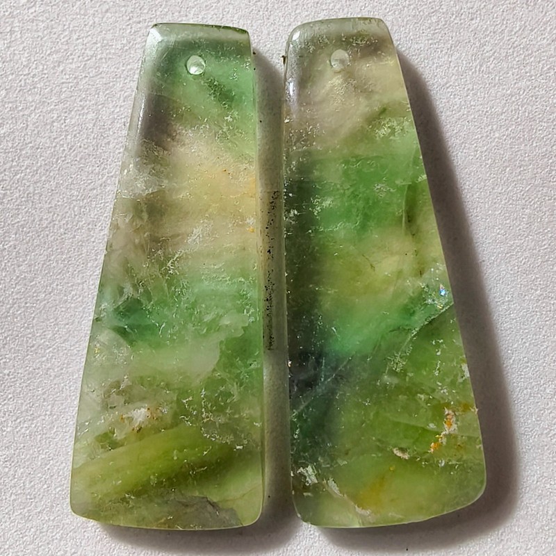 50 Cts Natural Fluorite Drilled Match Pair Cabochon Gemstone 36.1 X 13.9 MM