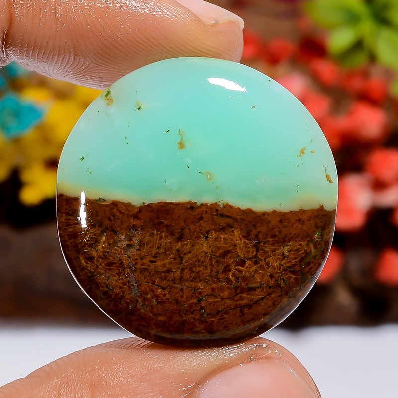40 Ct Natural Round Bio Chrysoprase Spiritual Cabochon Loose Gemstone 27X27X5mm
