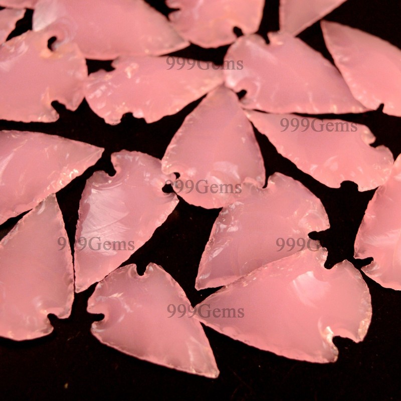 Rose Quartz Arrowhead Metaphysical Glass Carving Gemstone Chakra Reiki Healing