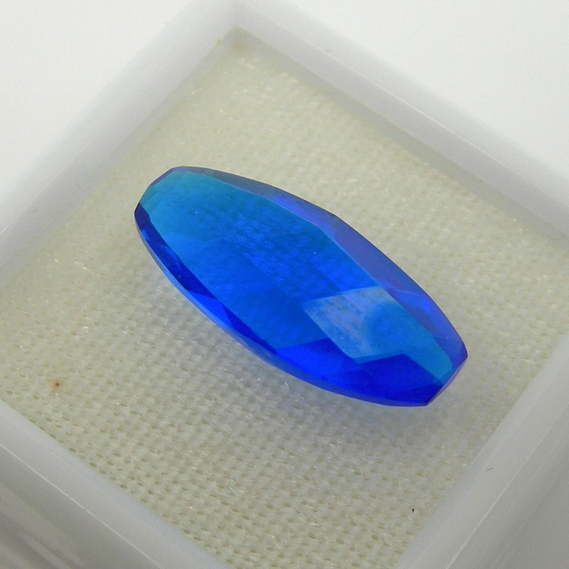 20.68 carats Elongated Oval Cut 23x10mm Sapphire Blue Created Matching Gemstone gallery