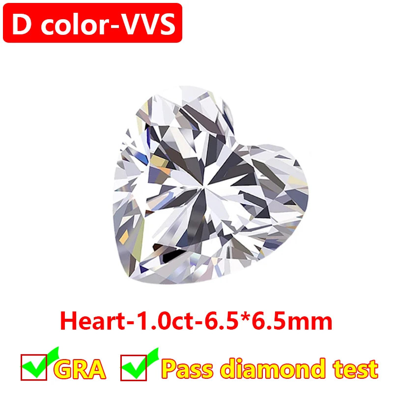 1CT-20CT Heart Shape Moissanite Loose Stone D VVS1 Gemstones for Jewelry Making
