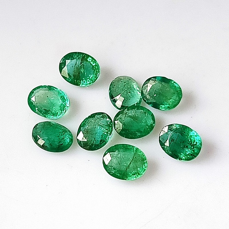 4X5 mm Oval Natural Zambian Emerald Faceted Calibrated Loose Gemstone 9 Pieces