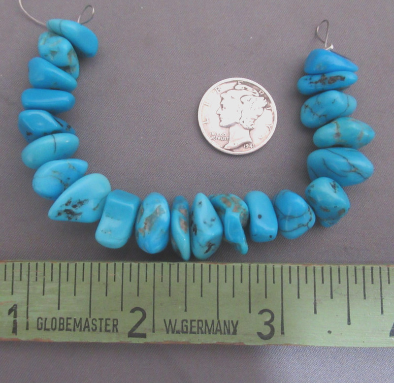 SLEEPING BEAUTY TURQUOISE NUGGETS 5 INCH STRAND 9 X 8mm to 13 X9mm #733