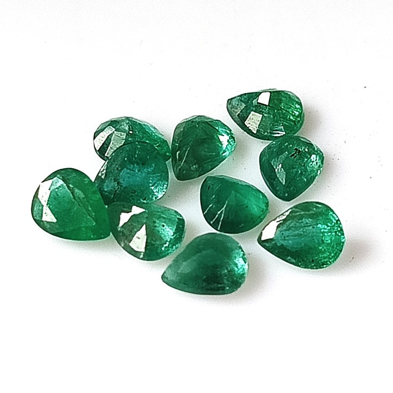 5X6 mm Pear Natural Zambian Emerald Faceted Calibrated Loose Gemstone 10 Pieces
