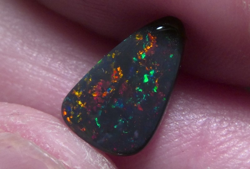 1.73cts Natural Solid Lightning ridge black opal, Stunning Red on black *video*