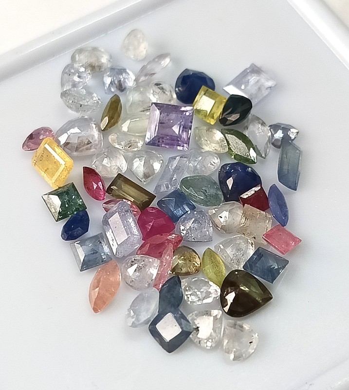 21.10 CTS Natural Multi Colour Sapphire Mix Shape Faceted Cut Gemstone 60 Pieces gallery
