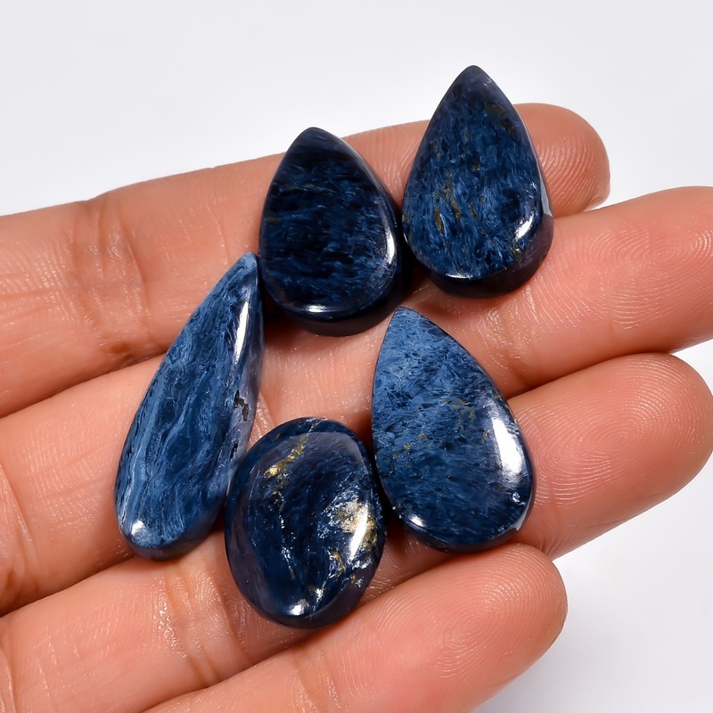 59 Ct Natural Blue Sieber Agate Cabochon Loose Gemstone For Jewelry 5 Pcs Lot