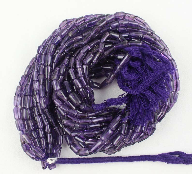 13″Long Natural Blue Amethyst Tube Shape 3×6-4×8 MM Bead Making Jewelry Gemston