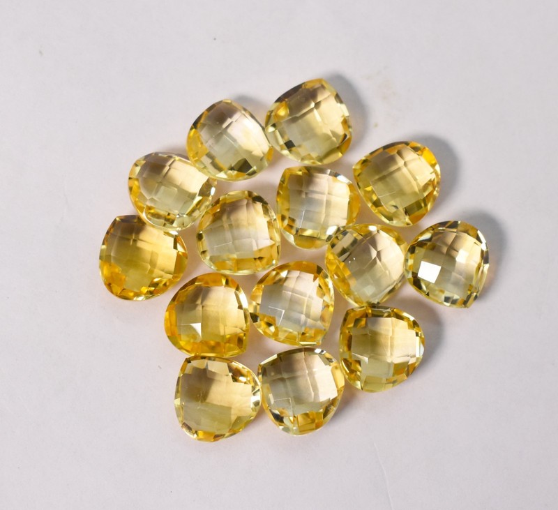 Natural Citrine Almonds Shape Checker Briolette Cut Loose Gemstone 10X10X5 mm