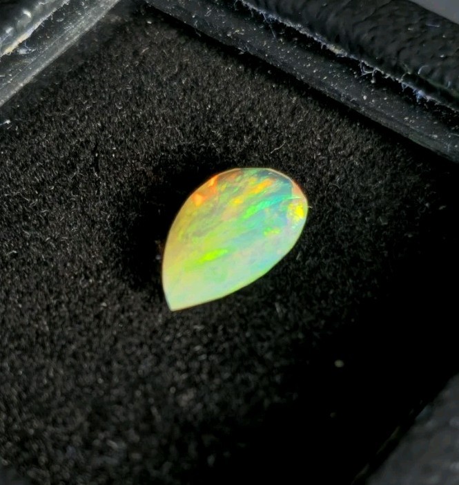 Solid Opal Hand Faceted Full Vivid Colour Play 1.63 Carat Pear Cut Open Color ✨️