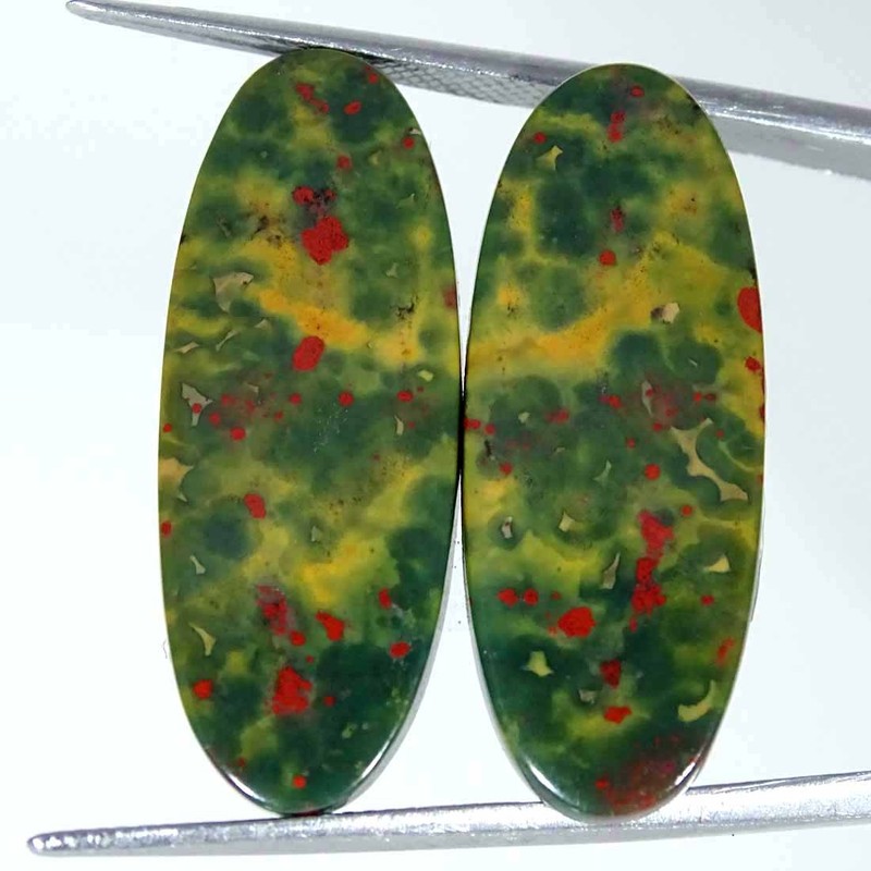 24.70Cts Natural Bloodstone Cabochon Loose Gemstone Oval Pair